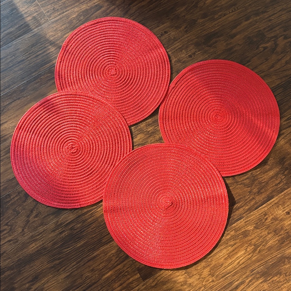 Round Red Woven Placemats (4) - Picture 2 of 2